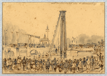 32687 Afbeelding van de bergingswerkaamheden van een op 27 september 1856 te water geraakte locomotief bij de ...